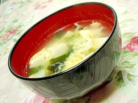 ダシダｄｅ❤豆腐とワカメと卵の生姜にんにくスープ❤